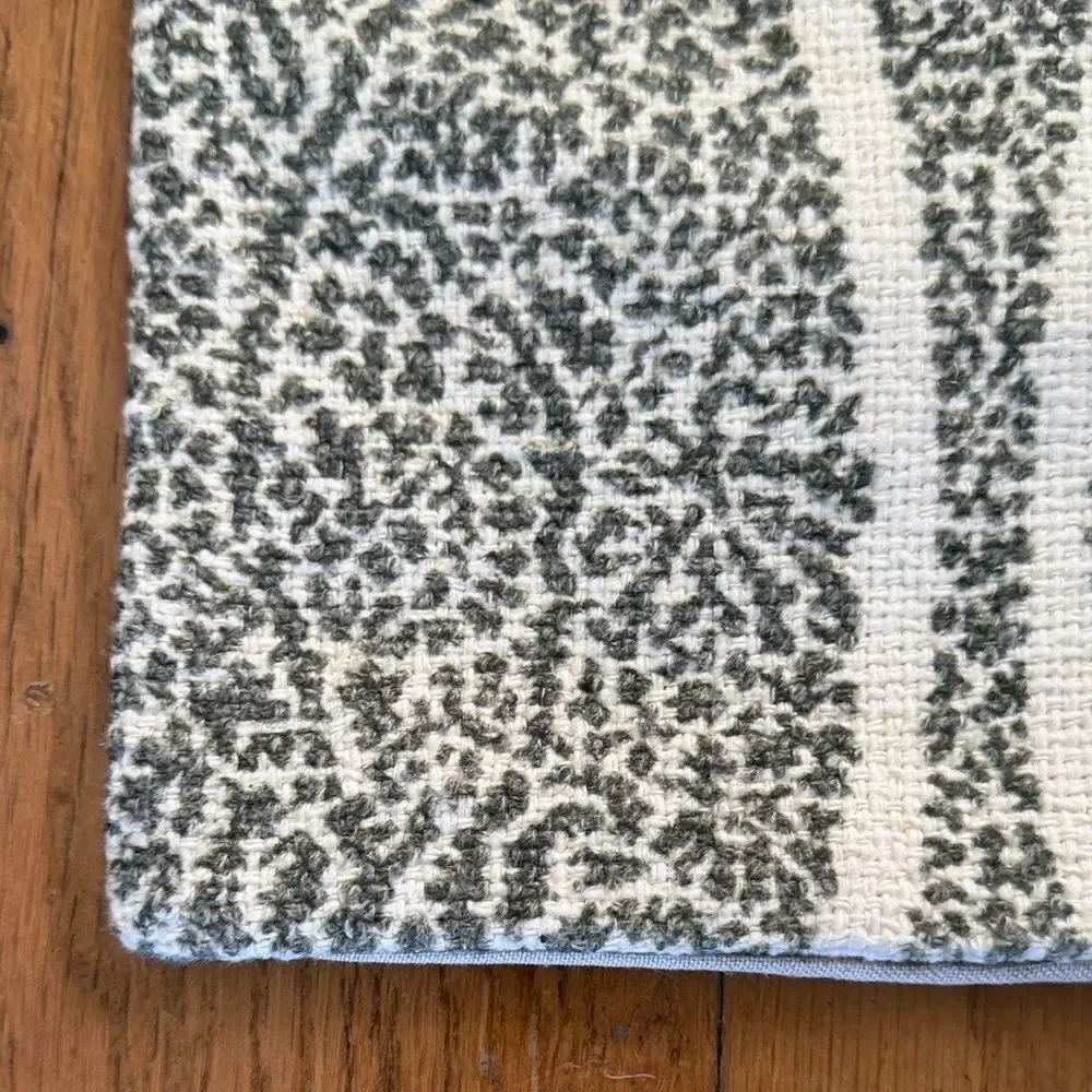 Pottery Barn Green and White Paisley-Style Accent Pillow Cover